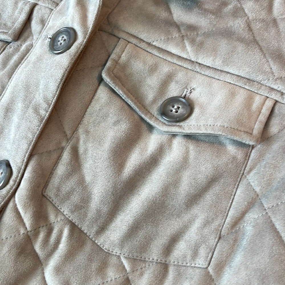 Kut From The Kloth Eleanor Gray Faux Suede Quilted Jacket Sz M - Picture 7 of 12
